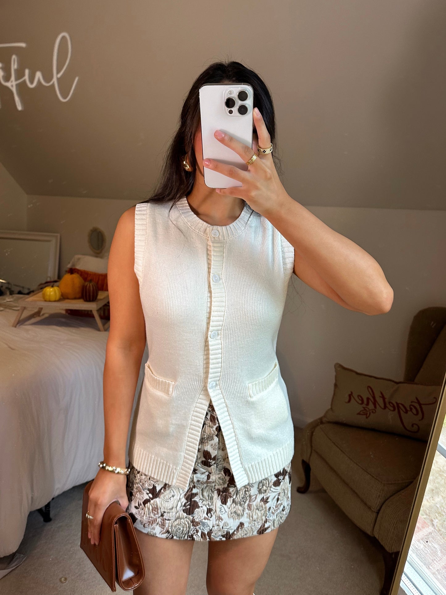 Cream Button Up Vest