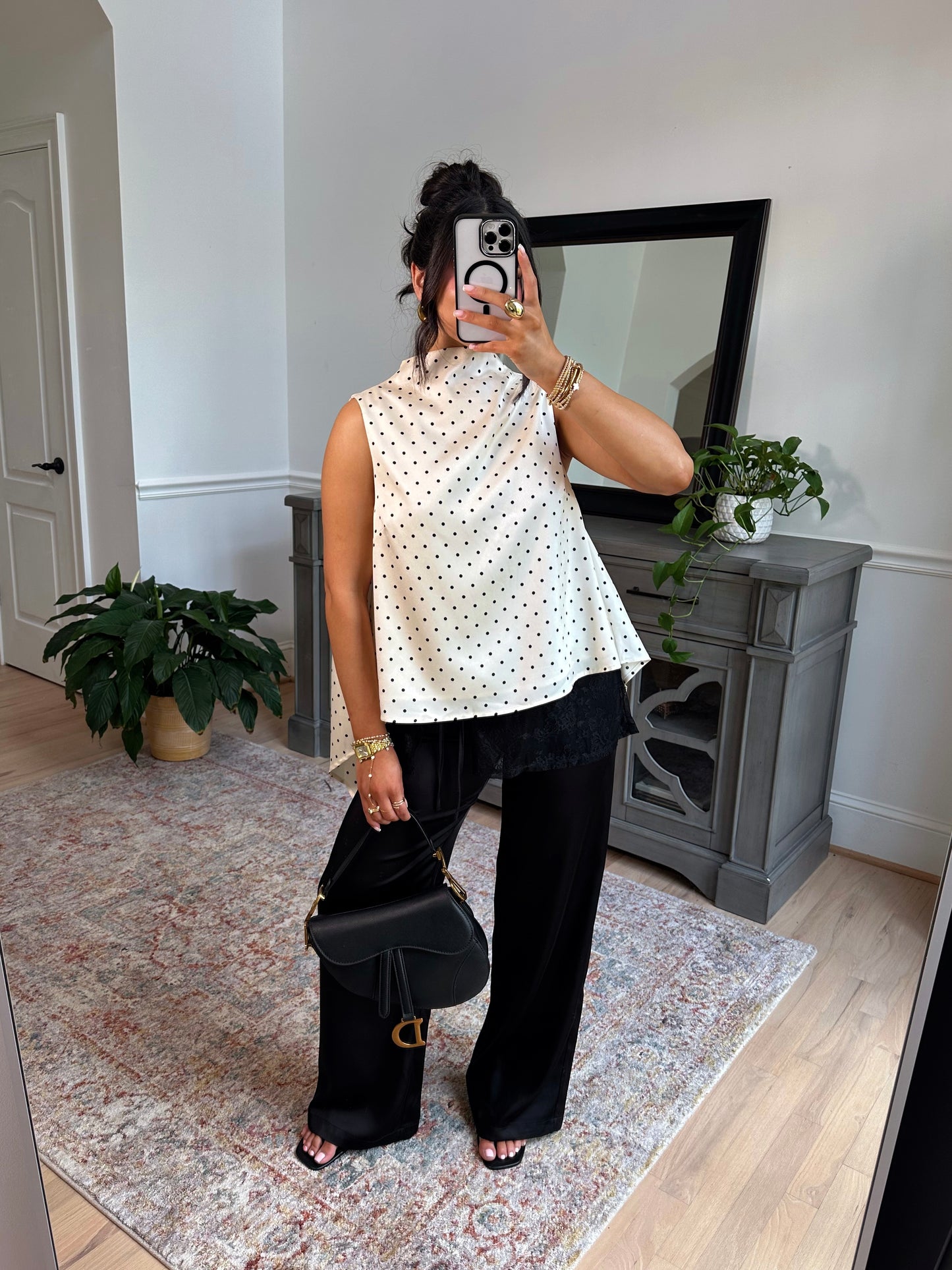 Evening Allure Polka Dot Blouse