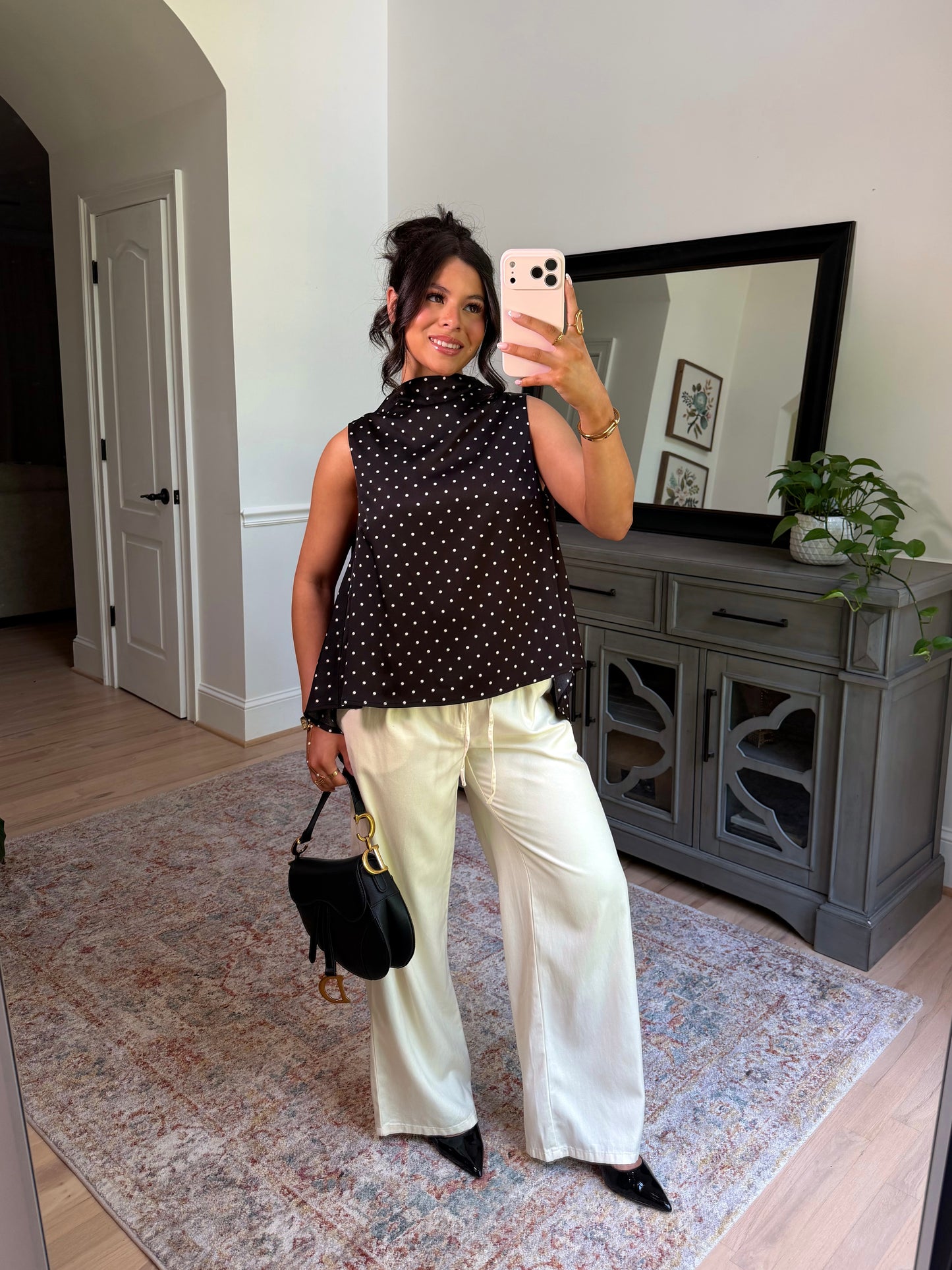 Evening Allure Polka Dot Blouse