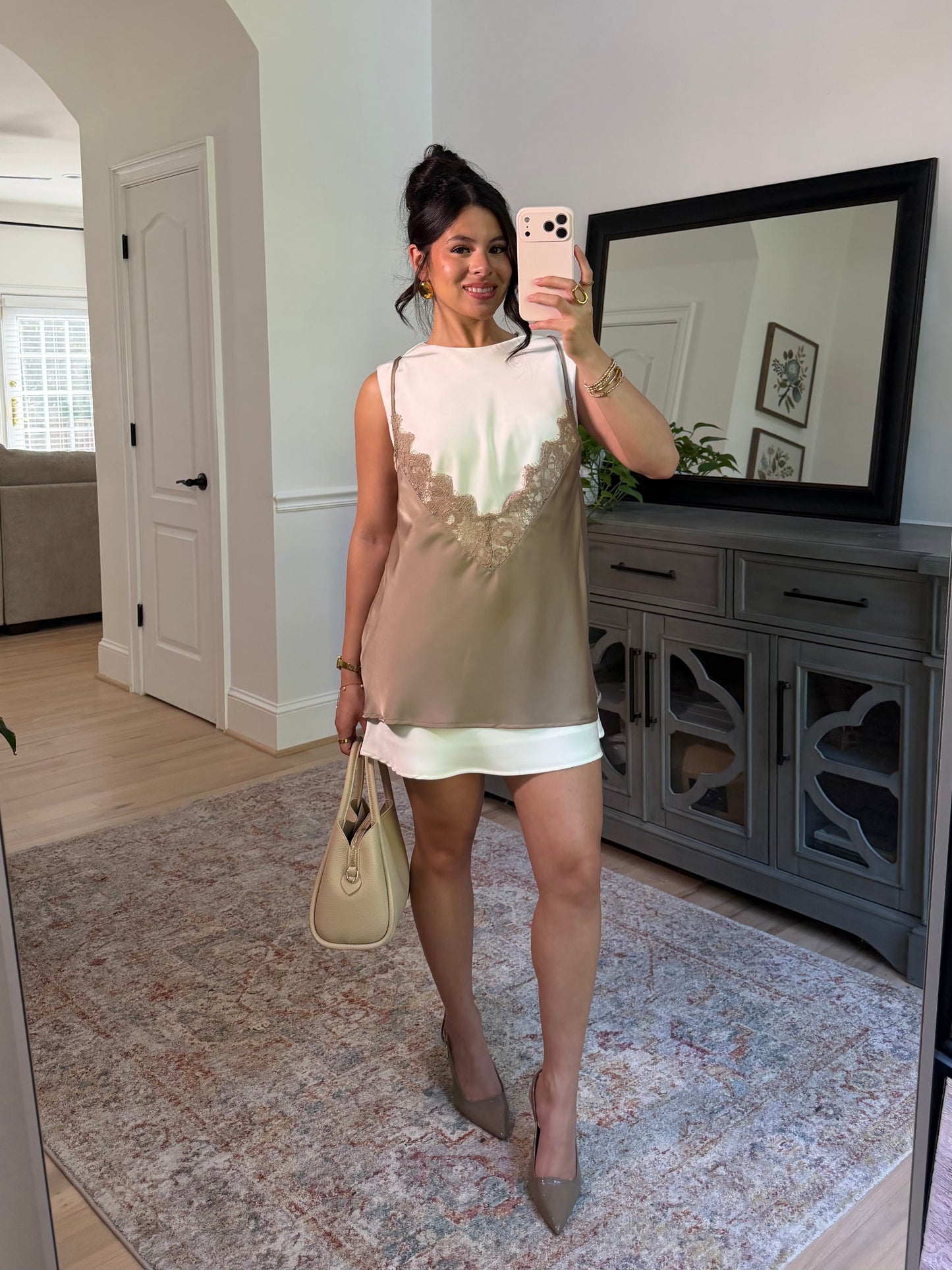 The London Layered Satin Lace Dress
