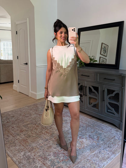 The London Layered Satin Lace Dress