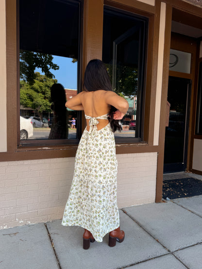 Autumn Florals Open Back Midi Dress