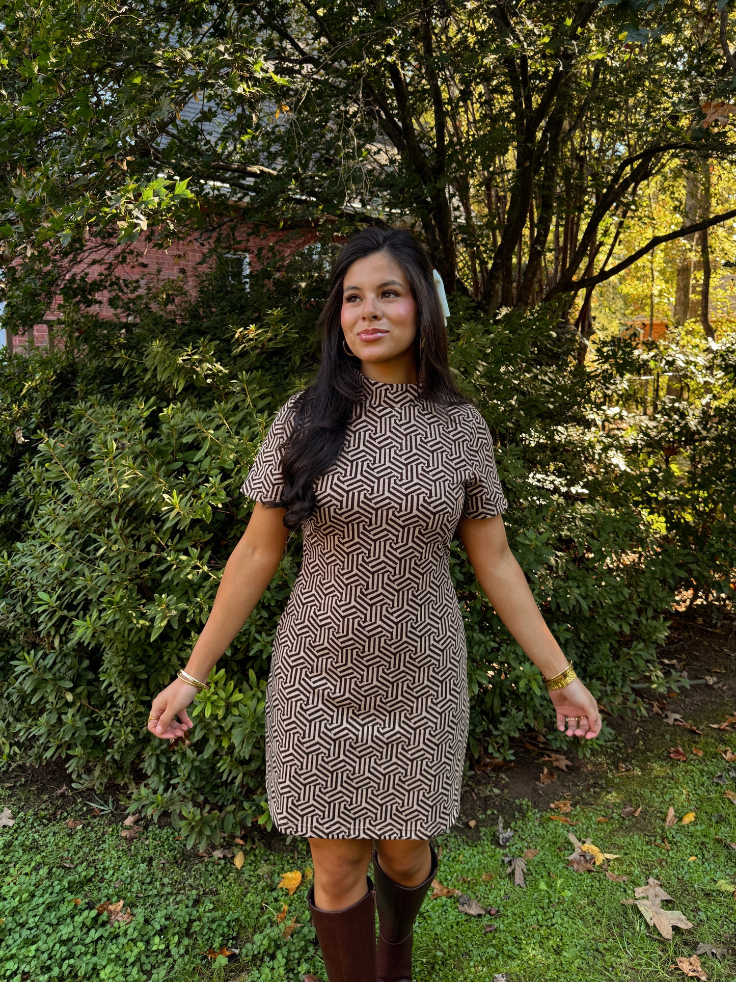 Hazelnut Geometric Dress