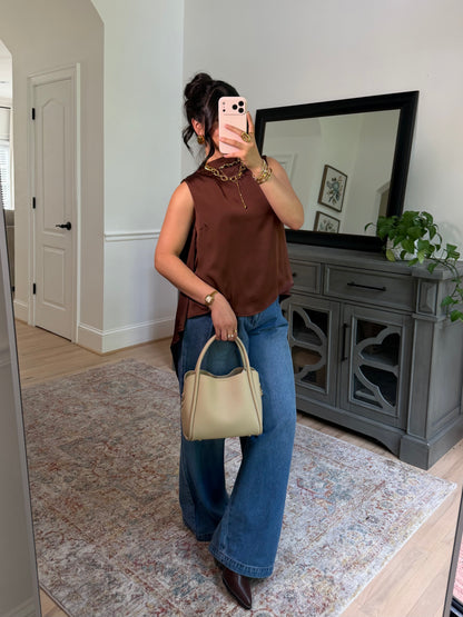Evening Allure Brown Satin Top