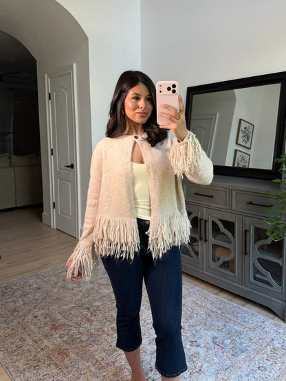 Oatmeal Fringe Cardigan