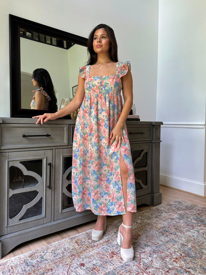 Floral Watercolor Midi Dress