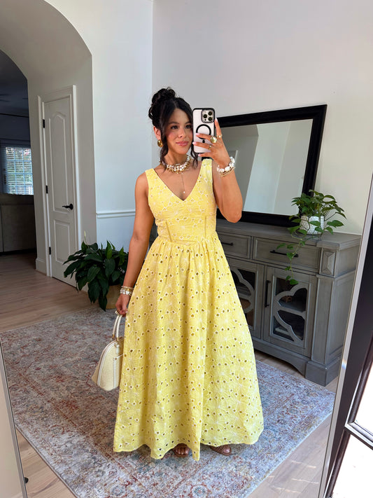 Golden Petals Midi Dress