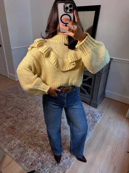 Golden Hour Ruffle Knit Sweater