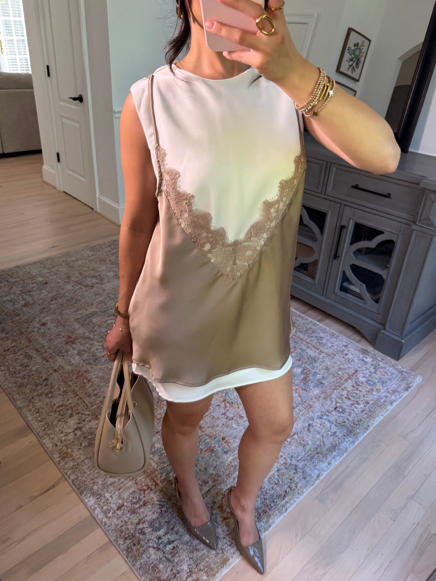 The London Layered Satin Lace Dress