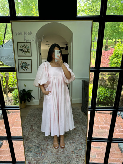 Baby Pink Puff Sleeve Dress