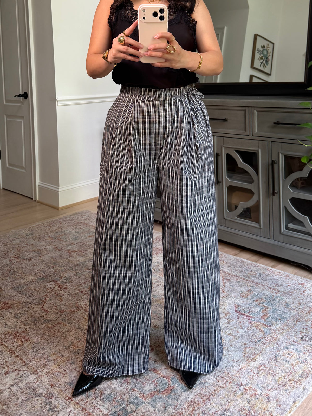 Ivy Black & White Plaid Pants