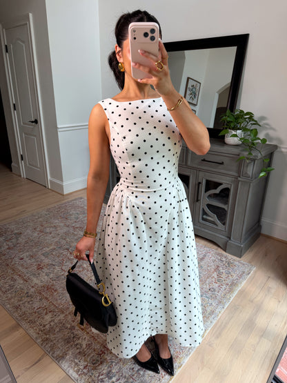 Old Money Polka Dot Midi Dress
