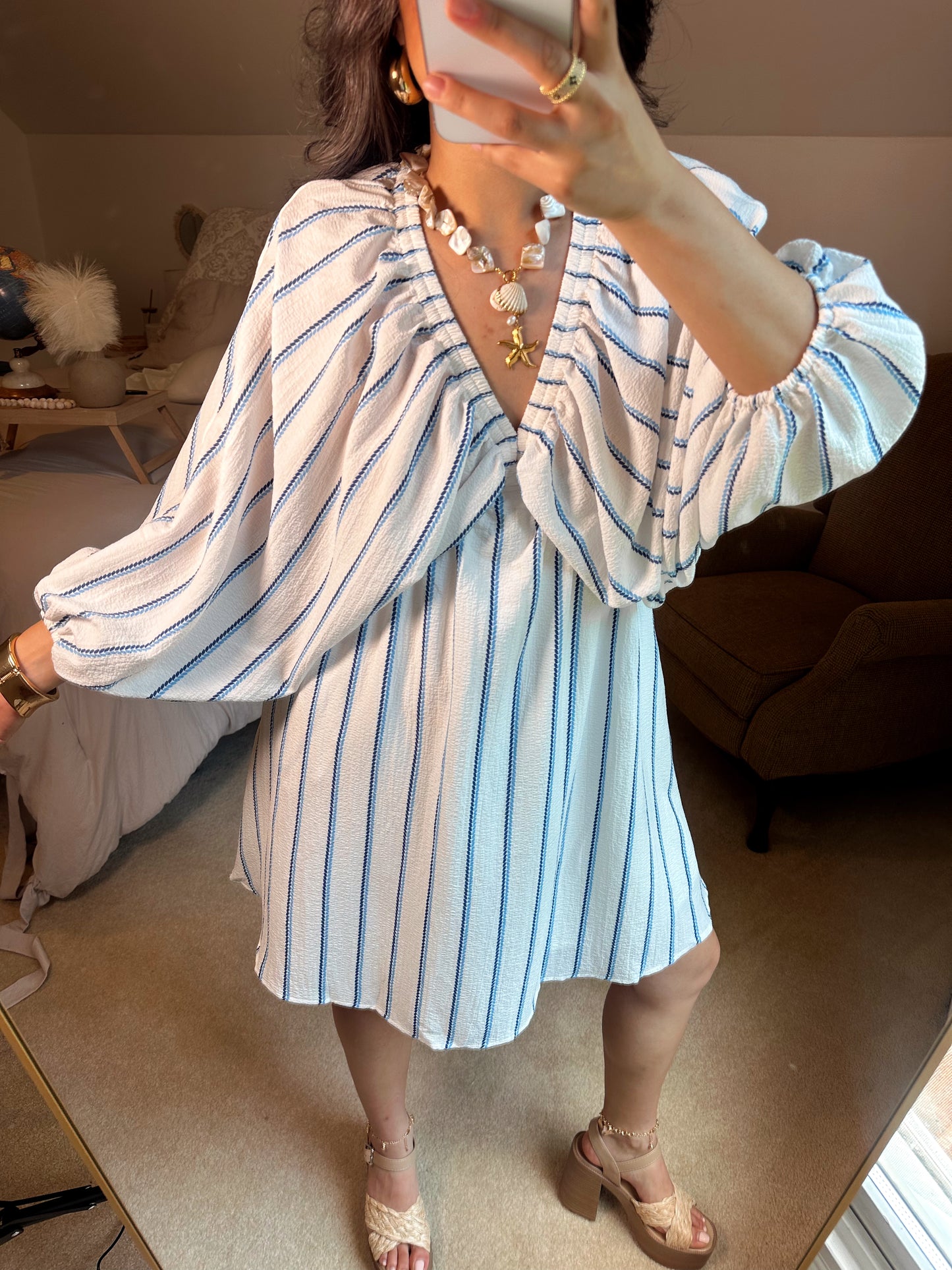 Coastal Stripe V-Neck Dress