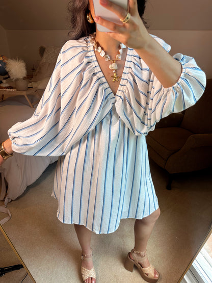 Coastal Stripe V-Neck Dress