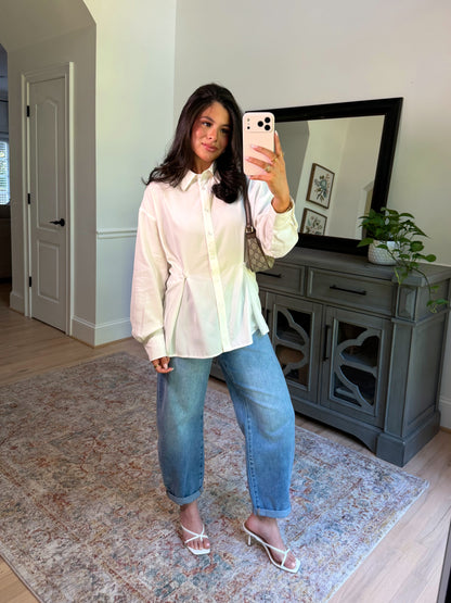 Soft Structure White Button-Up Top