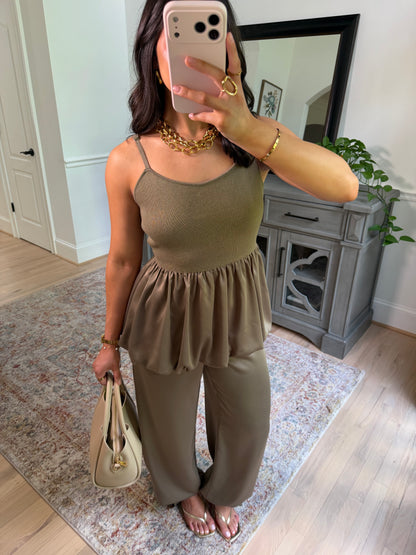 The Olive & Oak Satin Top & Pant Set