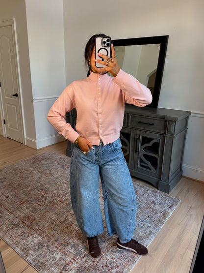 Dalilah Pink Mockneck Cardigan