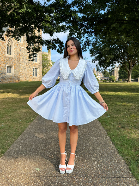 Southern Belle Baby Blue Striped Dress