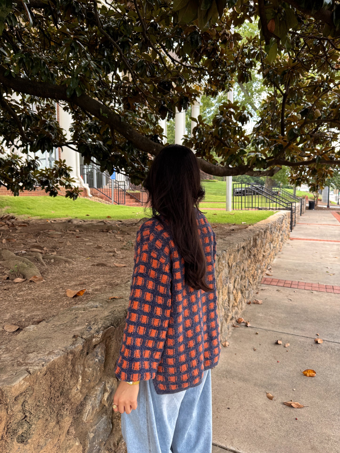 Bonfire Nights Orange & Navy Sweater