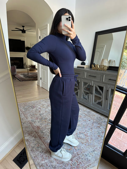 Navy Bodysuit & Jogger Pants Set