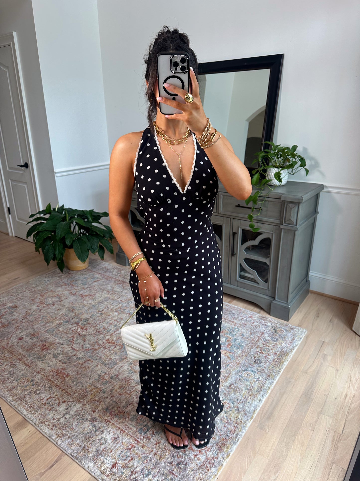 Rosé Hour Polka Dot Halter Dress