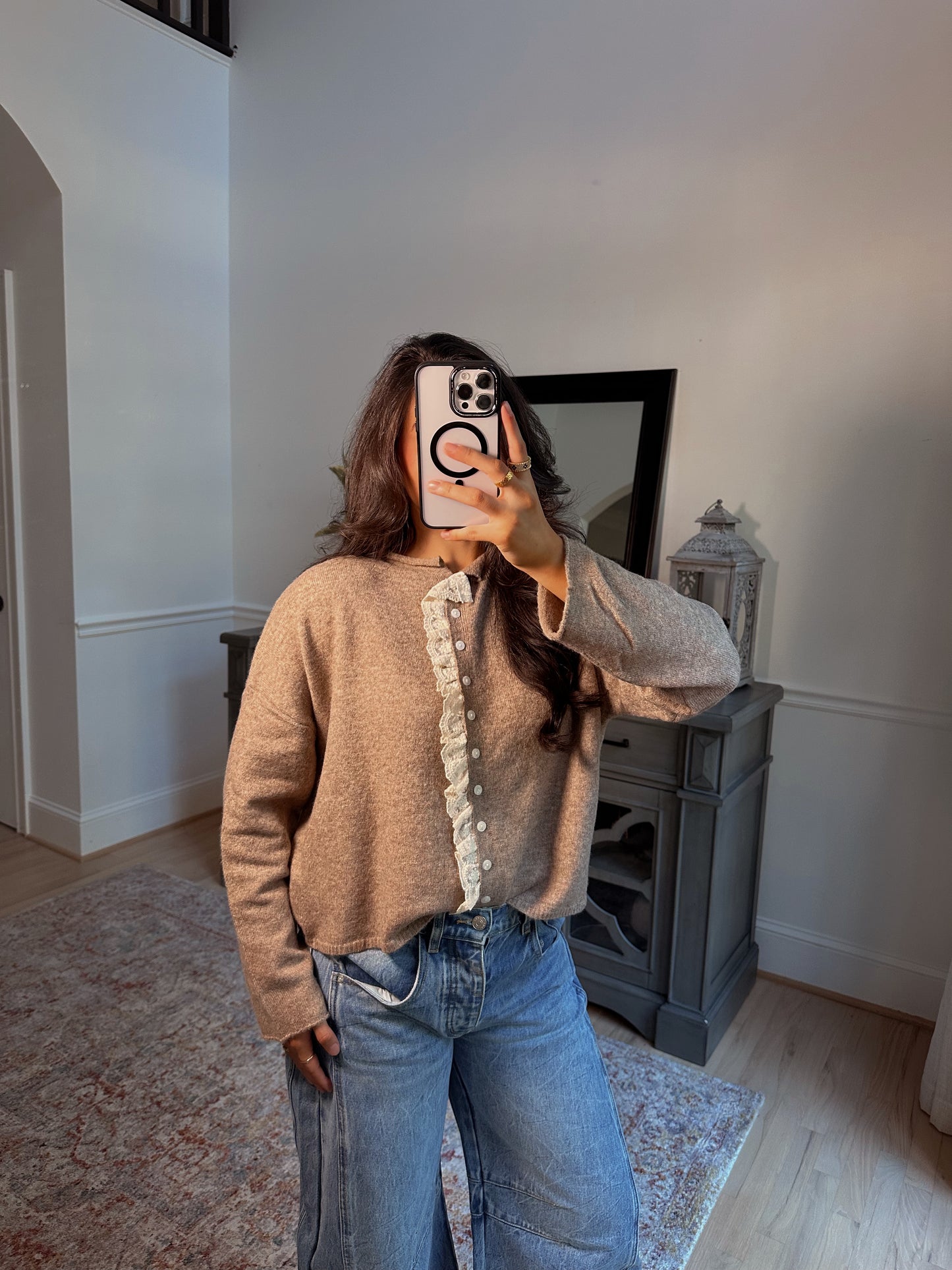 Cinnamon Lace Knit Cardigan