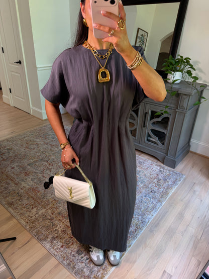 Uptown Charcoal Pleated Dress