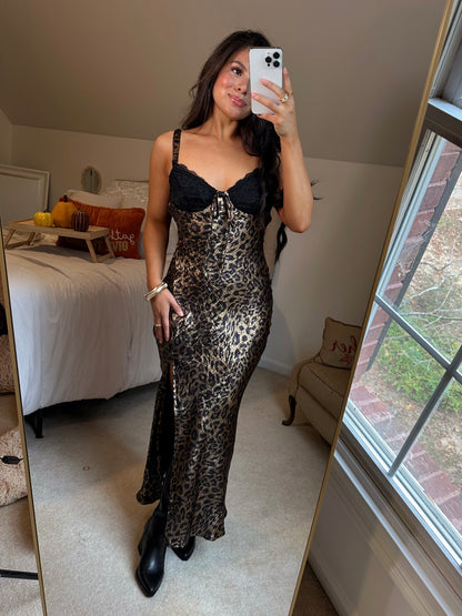 Black Lace Shimmer Leopard Dress