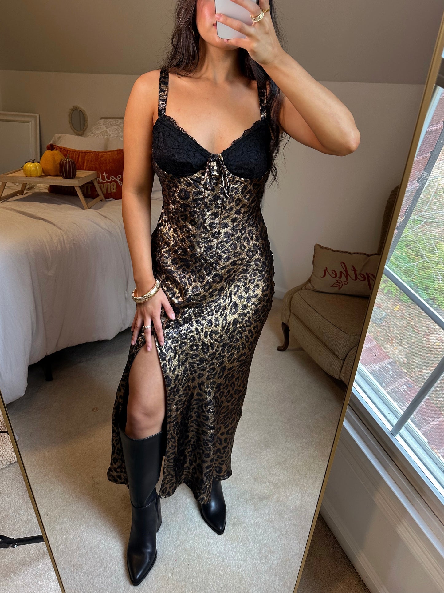 Black Lace Shimmer Leopard Dress
