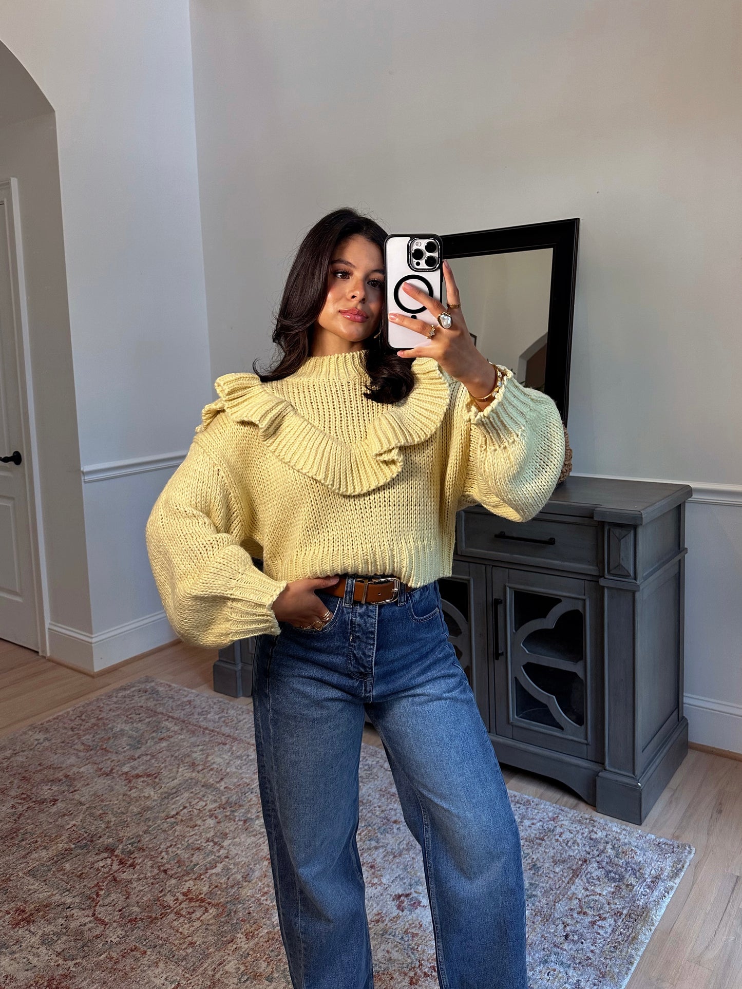 Golden Hour Ruffle Knit Sweater