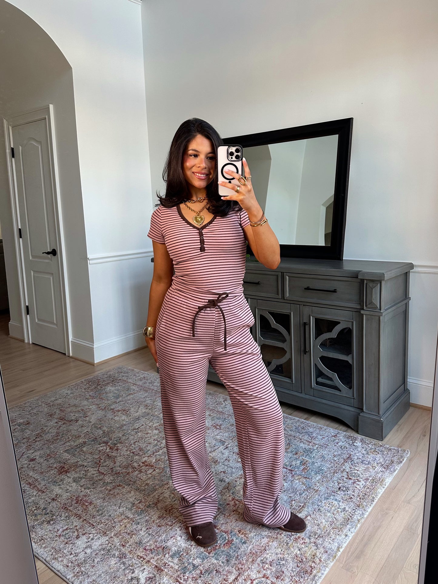 Cocoa Blush Striped Set