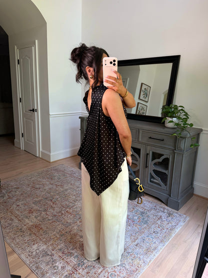 Evening Allure Polka Dot Blouse