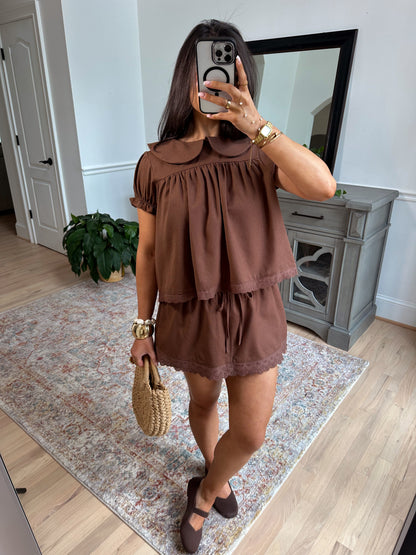 Cocoa Lace Top & Skort Set