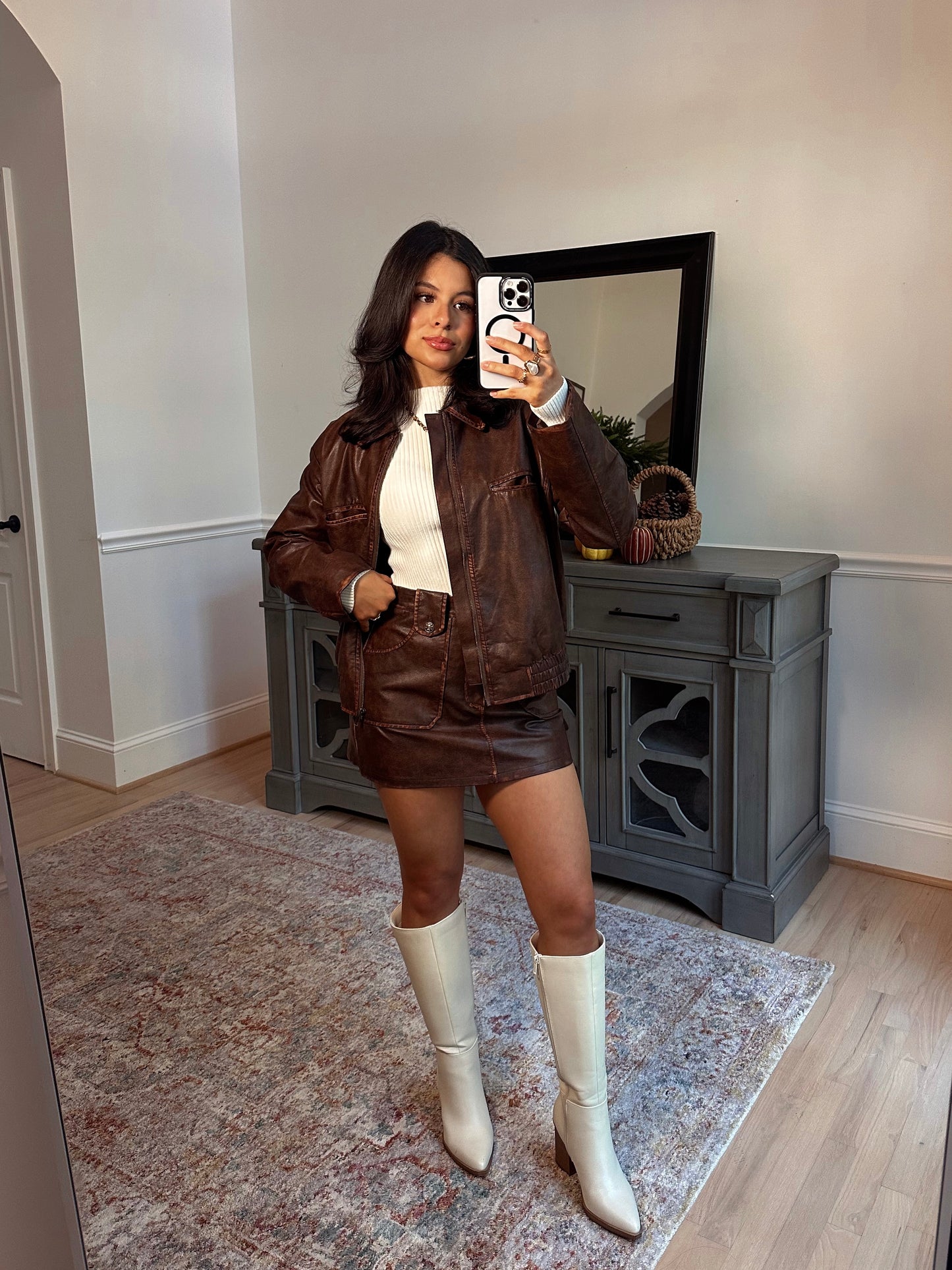 Rustic Brown Pleather Jacket
