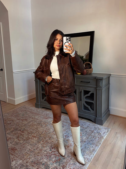 Rustic Brown Pleather Jacket