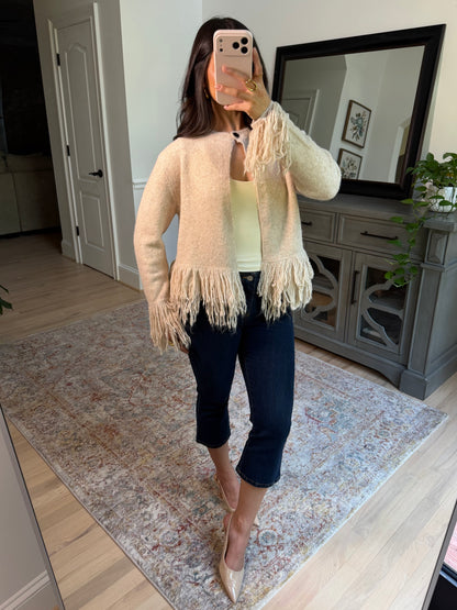 Oatmeal Fringe Cardigan