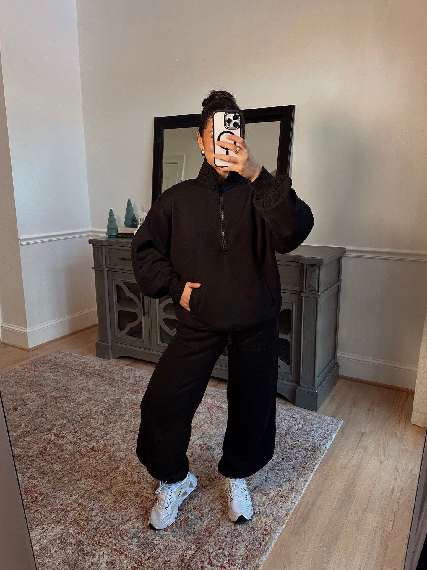Black Quarter Zip & Jogger Set