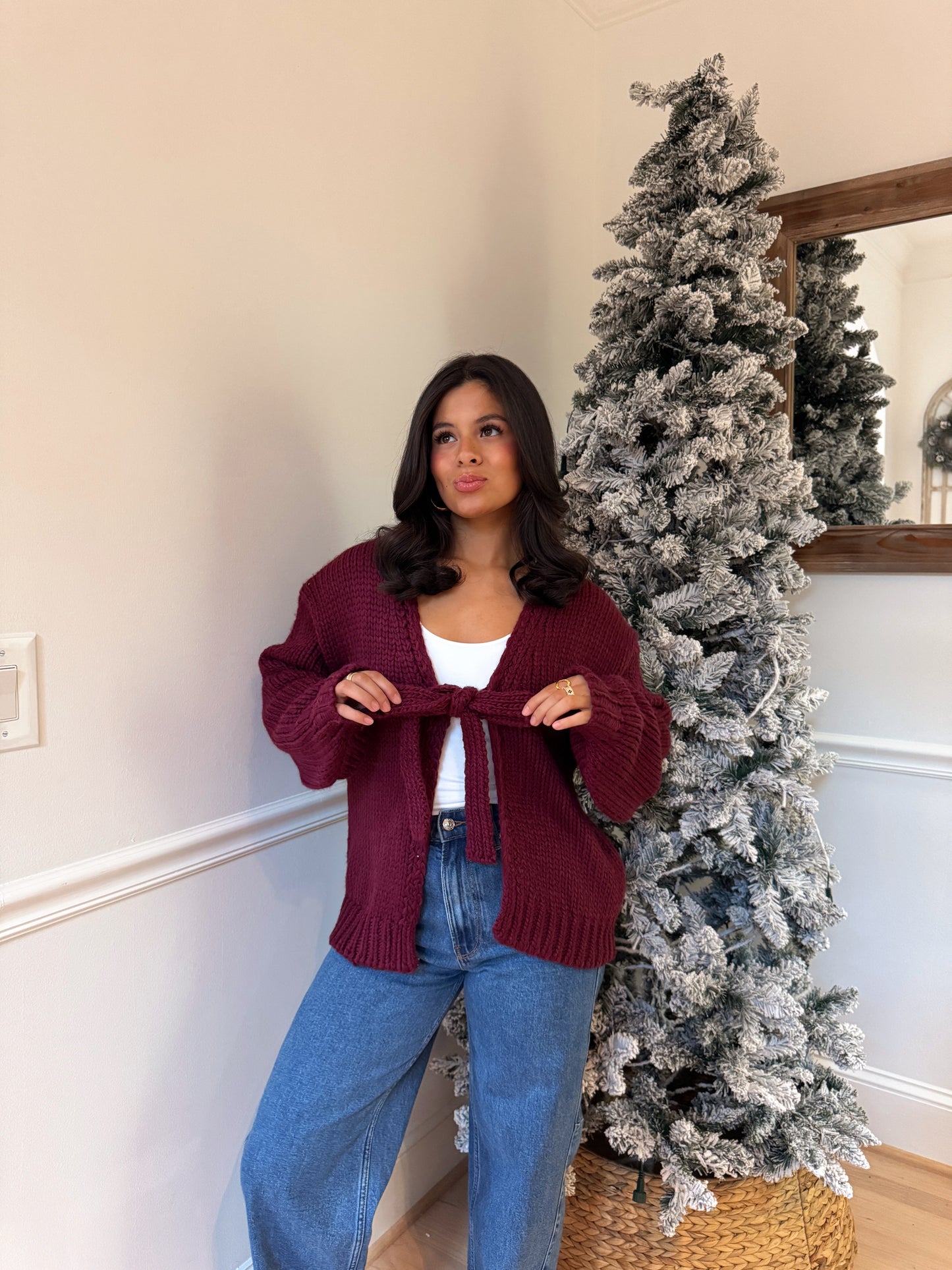 Burgundy Knit Reversible Sweater / Cardigan