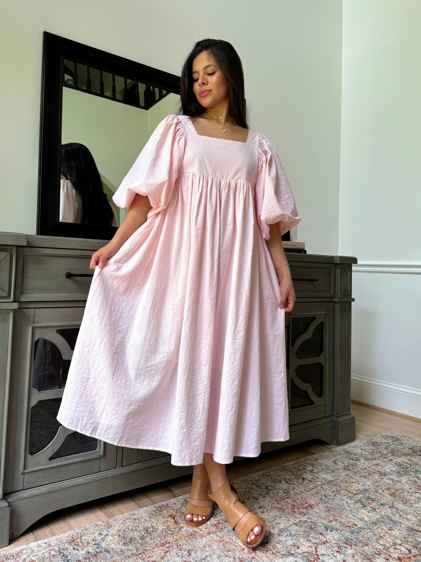 Baby Pink Puff Sleeve Dress