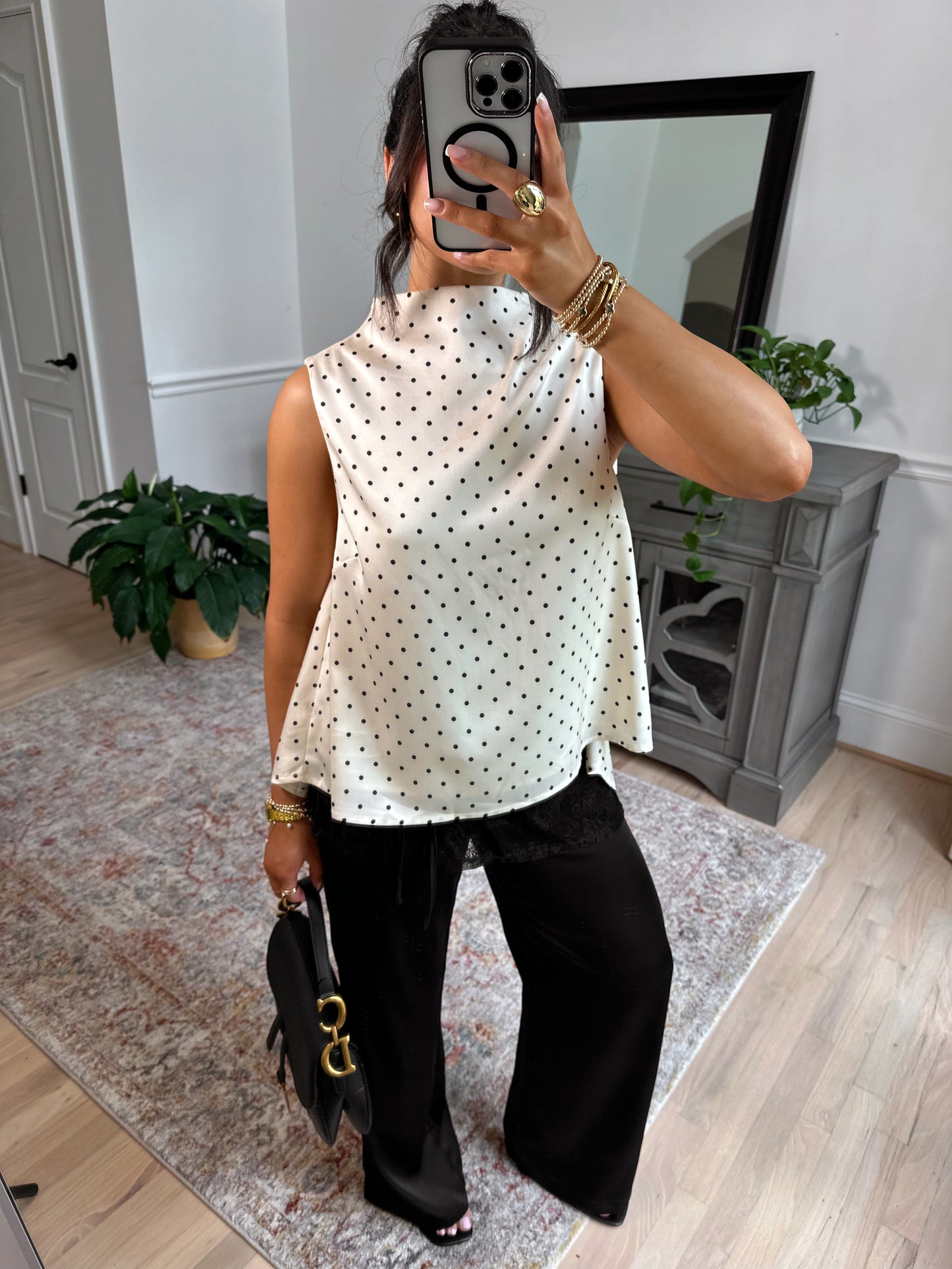 Evening Allure Polka Dot Blouse