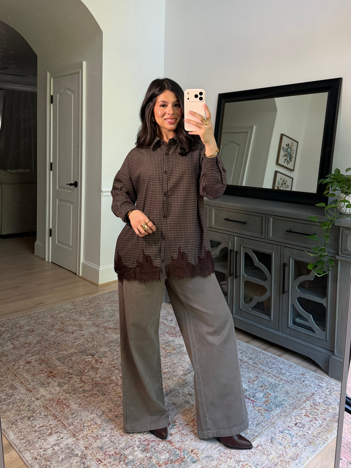 Mabel Plaid Lace Top