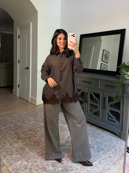 Mabel Plaid Lace Top