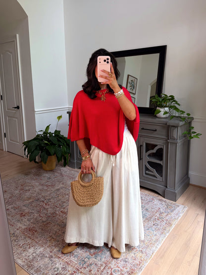 Boulevard Red Knit Poncho