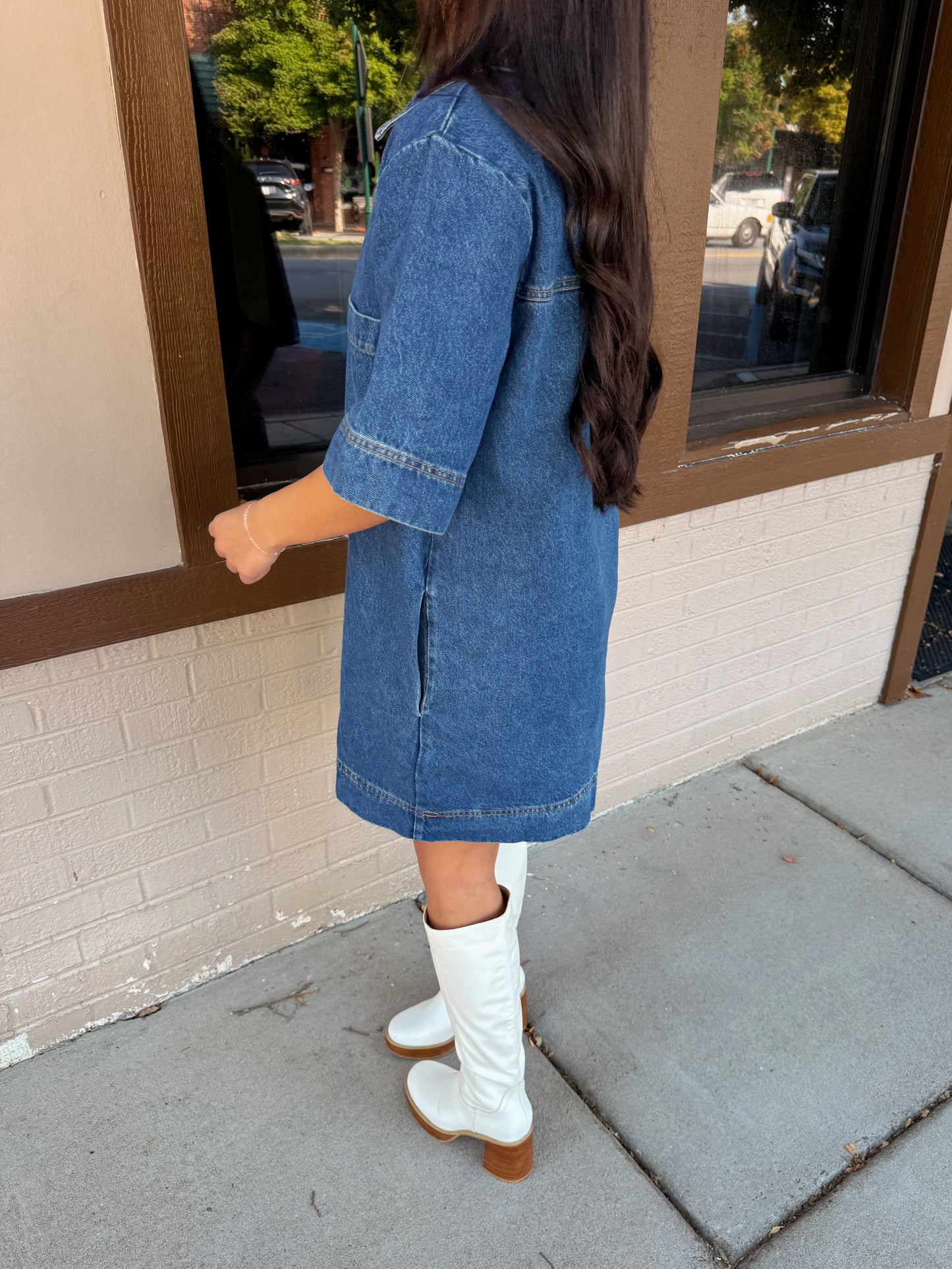 Denim Collared Short Dress