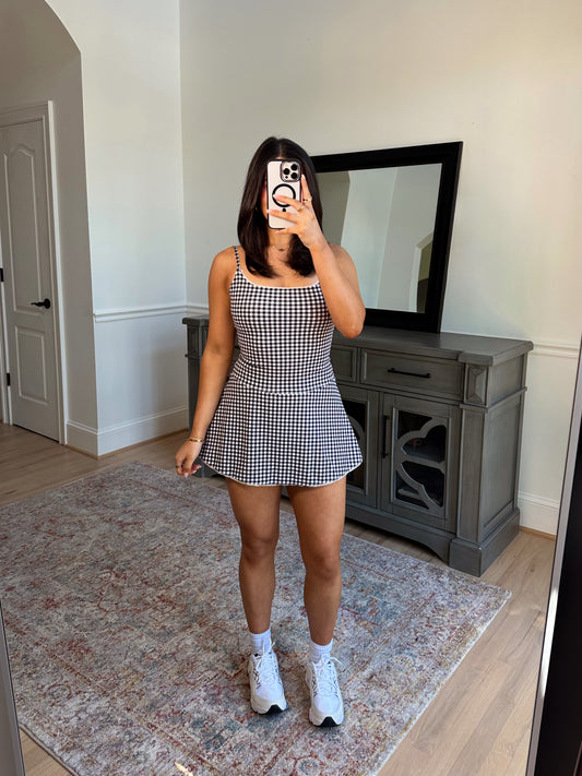 Ditsy Gingham Romper Active Dress