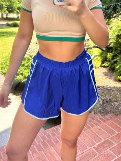 Royal Blue & Baby Blue Side Ruffle Shorts