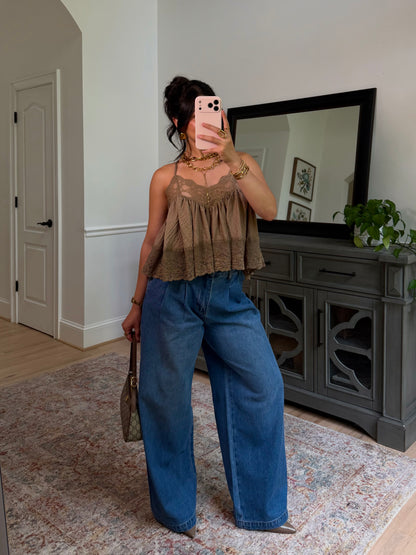 Oakley Pleated Wide Leg Jeans