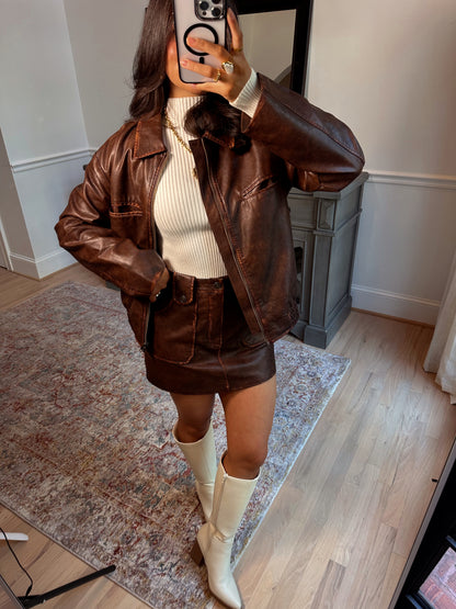 Rustic Brown Pleather Jacket