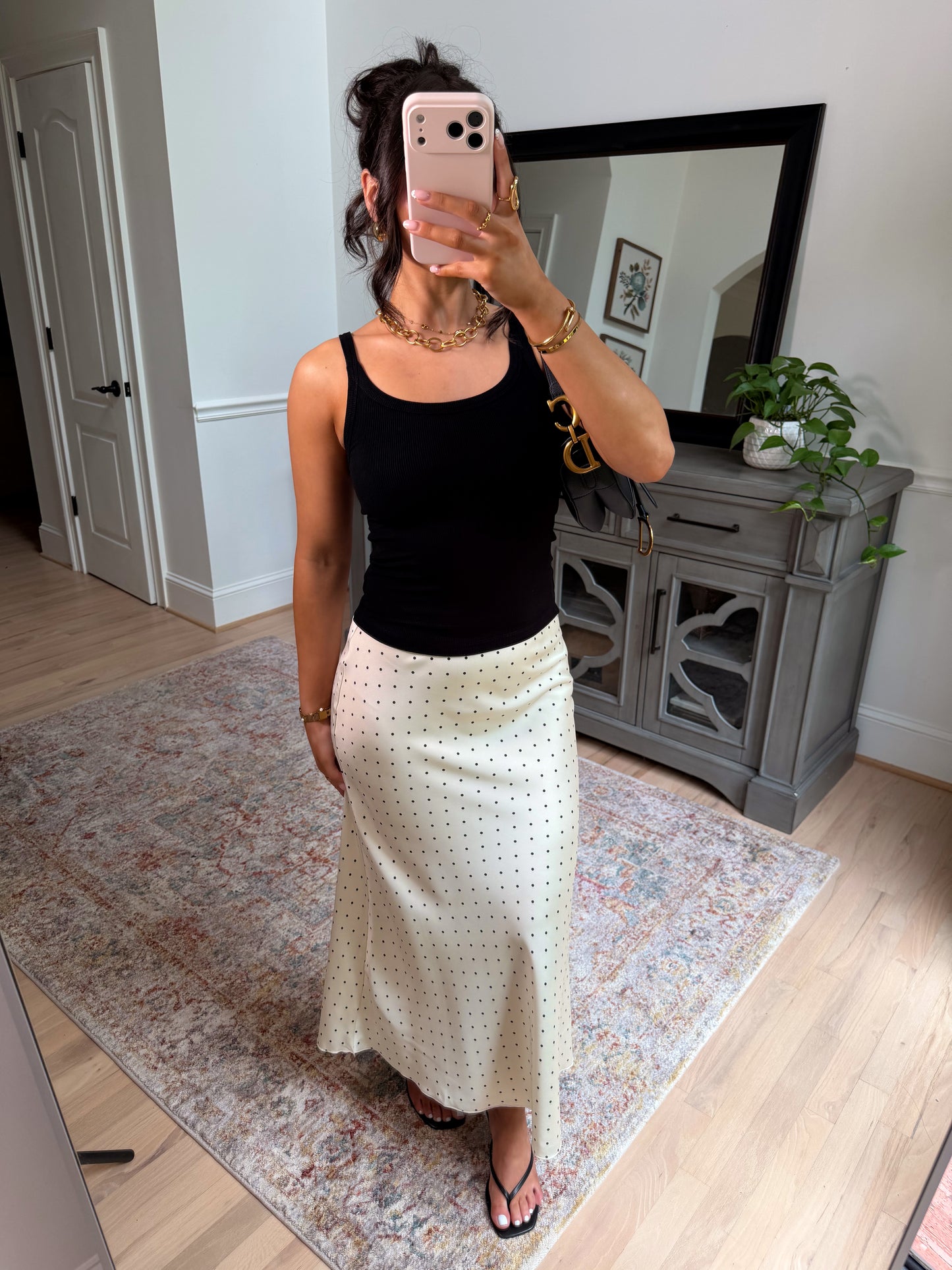 Femme Polka Dot Satin Skirt