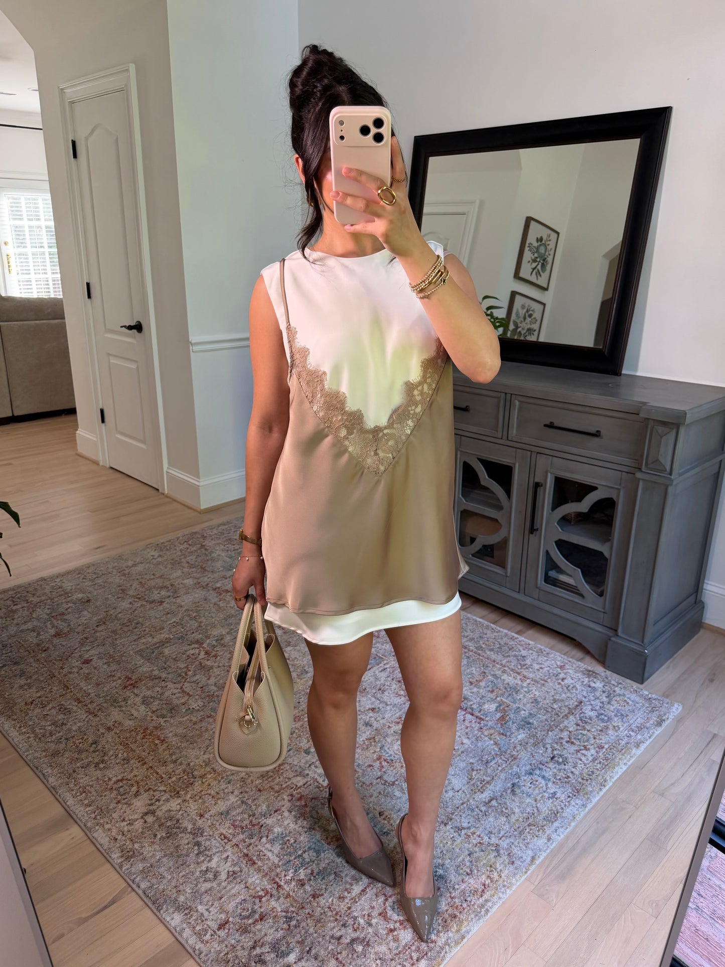 The London Layered Satin Lace Dress